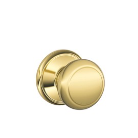 Schlage F10 and 605 16-080 10-027 Andover Hall and Closet Knob, Bright Brass