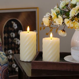 Mavandes Mavandes Flammenlose LED-Kerzen mit Fernbedienung,Elfenbein batteriebetrieben flackernde S?ule Pack von 3 echten Wachs Zeitsteuerung Kerzen (7,5x10,12,5,15cm)