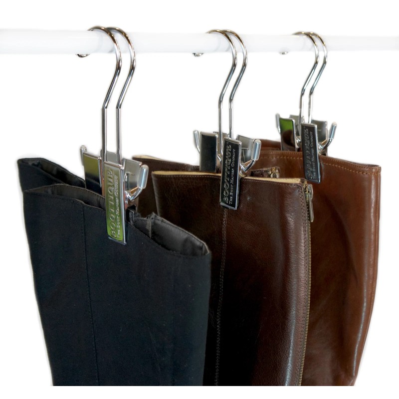 Boottique Hanging Boot Rack -Boot Storage with 6 Silver Hangers