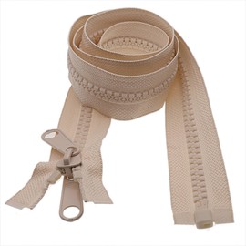 Leekayer 2PCS #10 36 Inch Heavy Duty Zippers for Sewing Separating Large Plastic Zippers Beige Tape with Double Pull Tab Slider, Sleeping Bag, Boat, Canvas, Cover, Trampoline, Dog Bed,Tent (36" 2pcs)