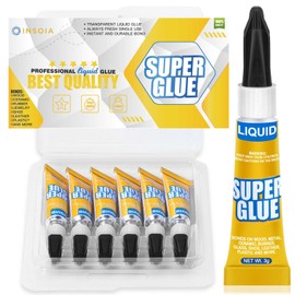 Super Glue Liquid Clear, 6 X 3g All Purpose Strong Adhesive Ca Glue Cyanoacrylate Quick Dry Instant Glue for Plastic, Metal, Ceramic, Shoe, Wood, Leather, Model, Rhinestone, Jewelry and DIY Crafts