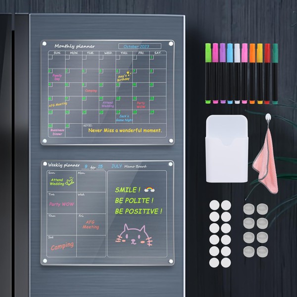 Clear Acrylic Magnetic Dry Erase Board with Monthly & Weekly