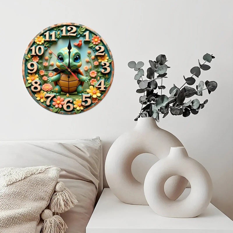 10-Inch Wooden Clock Designed as a Basketball Court with a
