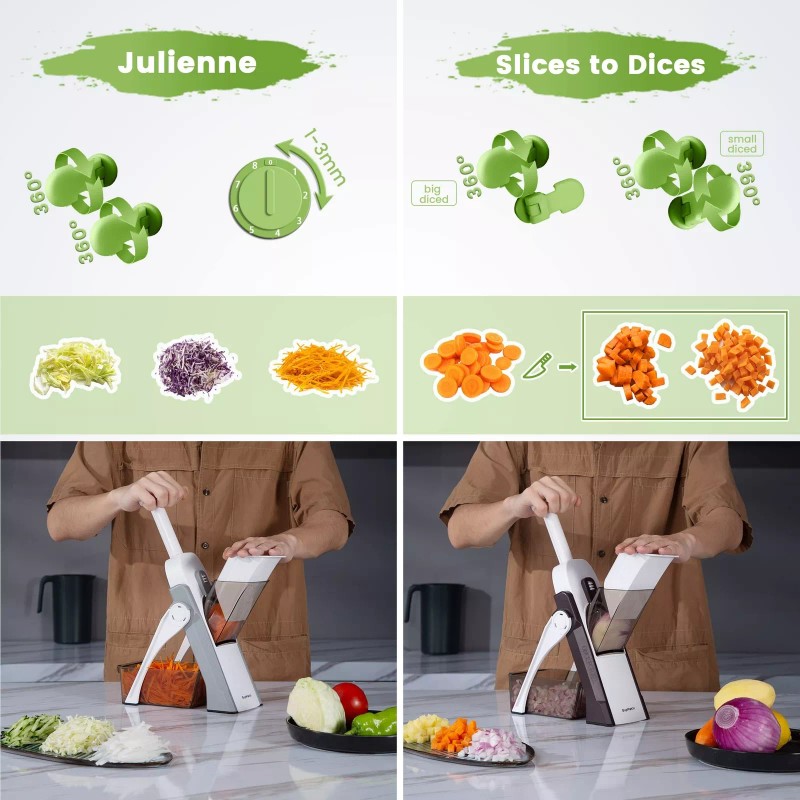 SUPMAKIN Safe Mandoline Slicer for Kitchen, Adjustable Potato Slicer,Vegetab