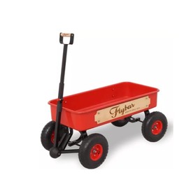 Flybar Classic Wagon for Kids, Toddler - Quad Steering System, Easy Assembly, Adjustable, Folding Handle, Rust Resistance, Durable 10 inch Air-Filled Tires, Extra Deep Beach Cart, Up to 165 lbs,3+ Red