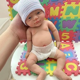 Mire & Mire Reborn Baby Dolls 12" Boy Micro Preemie Full Body Silicone Baby Doll Realistic Open Eyes Baby Doll (Blue)