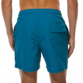 SILKWORLD Men's Swimming Surf Beach Shorts Mesh Liner(X-Large, Peacock Blue)