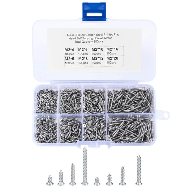 WORSETUY 800 Pcs M2 Self Tapping Screws, Small Wood Decking