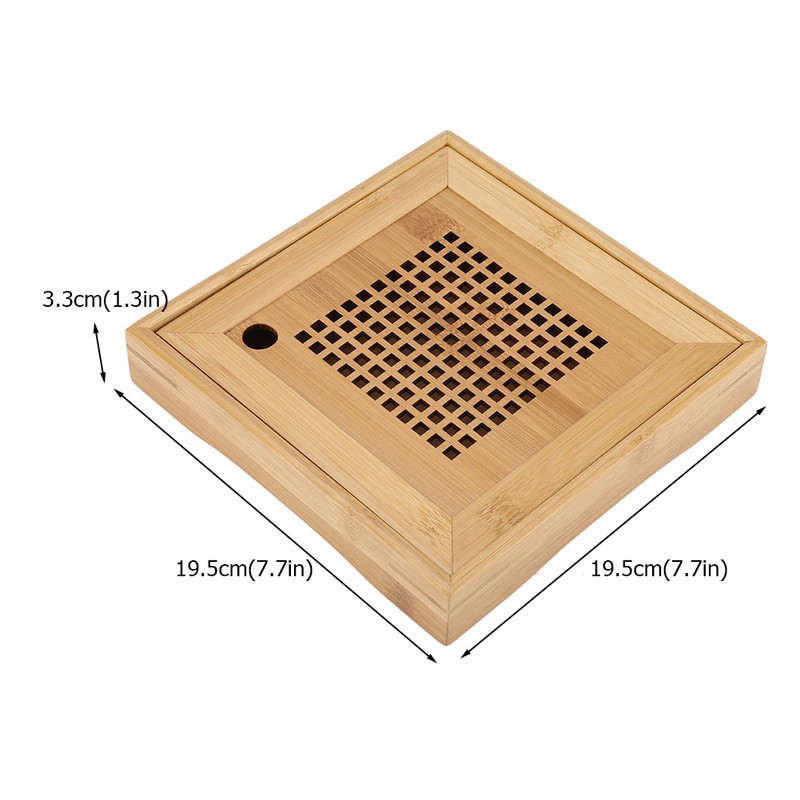 Mini Square Wooden Kongfu Tea Water Storage Serving Tray