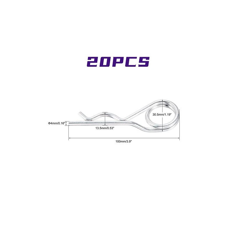 Steel Double Loop Hitch Pin Clip Various Size Fasteners, Multi-Use