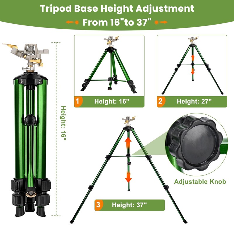 Pattiumo Sprinklers for Yard, 360° Tripod Sprinklers for Yard Large