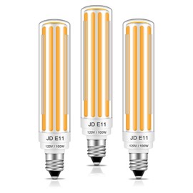 E11 LED Dimmable 10W Equivalent E11 Halogen Bulb 125V 75W-100W Candelabra Base 2700K Warm White T4 COB Mini Candelabra LED for Ceiling Fan Bulb, 3 Pack