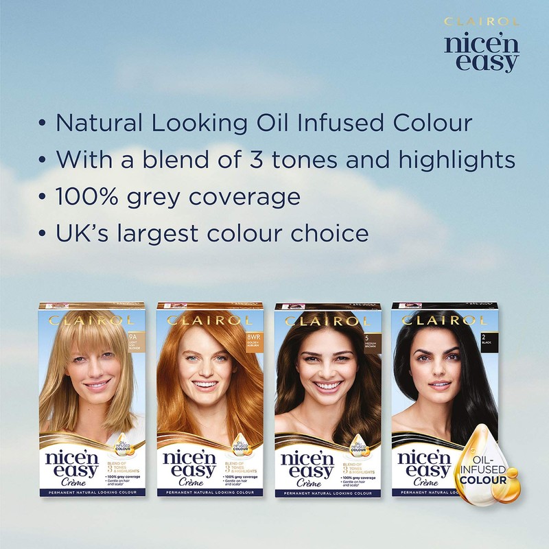 Clairol Nice'n Easy Crème Permanent Hair Dye, 4 Dark Brown,