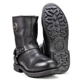 Milwaukee Leather MBM9042 Men's Black Ruf Leather Short Harness Motorcycle Boots w/Inside Zipper - 8