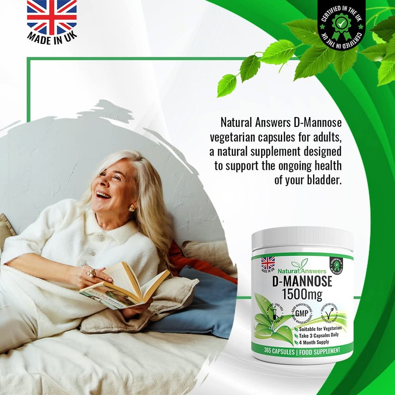 D-Mannose | 365 Capsules | Max Strength 1500mg per Serving