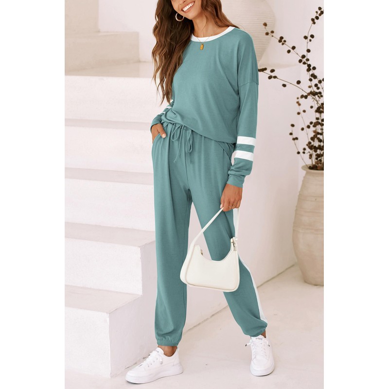 PRETTYGARDEN Women's 2025 Fall Two Piece Outfit Long Sleeve Crewneck
