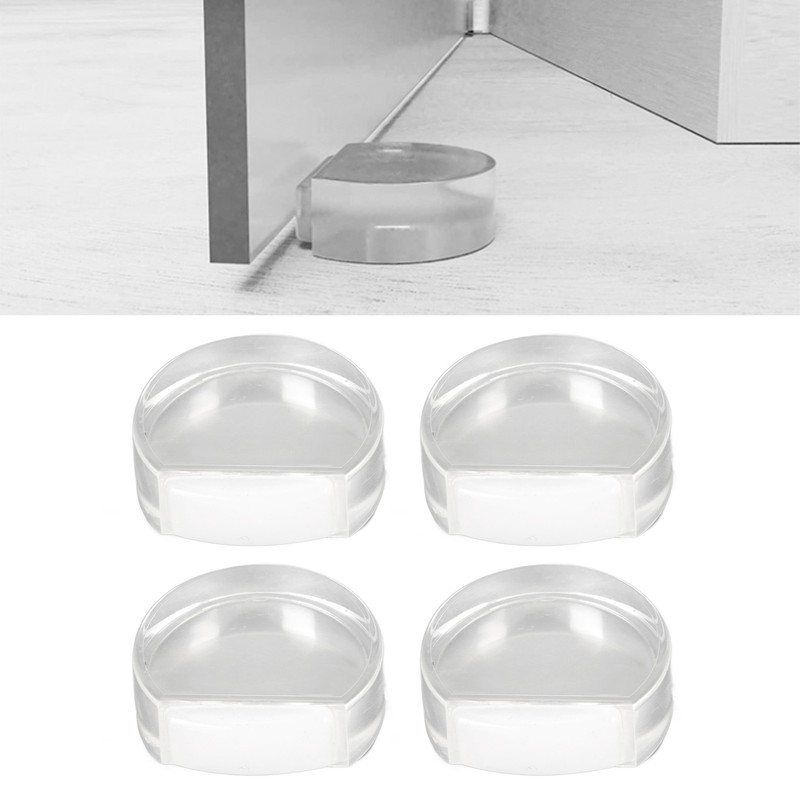 4pcs Transparent Door Stopper Soft Acrylic Door Holder Prevent Impact