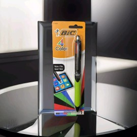 BIC 4 Color Stylus + Ballpoint Pen Grip Medium Point Black Red Green Blue 51869