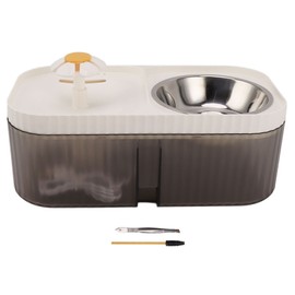 Cat Water Fountain Food Bowl High Capacity Quiet 2 In 1 Pet Feeder Water Dispenser Feeding Machine White