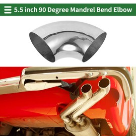 Motoforti 4pcs 90 Degree Mandrel Bend Elbow Car Exhaust Pipe Tubing Piping 5.5" Inch OD Thickness 1.5mm/16GA 141x325x1.5mm 304 Stainless Steel Silver Tone