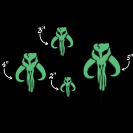 Star Star Inspired Movie Character Space Mandalorian Style 2 Glow in The Dark Sticker Decal for Phone Tablet Laptop Car Truck Window | 2" Sticker | Green