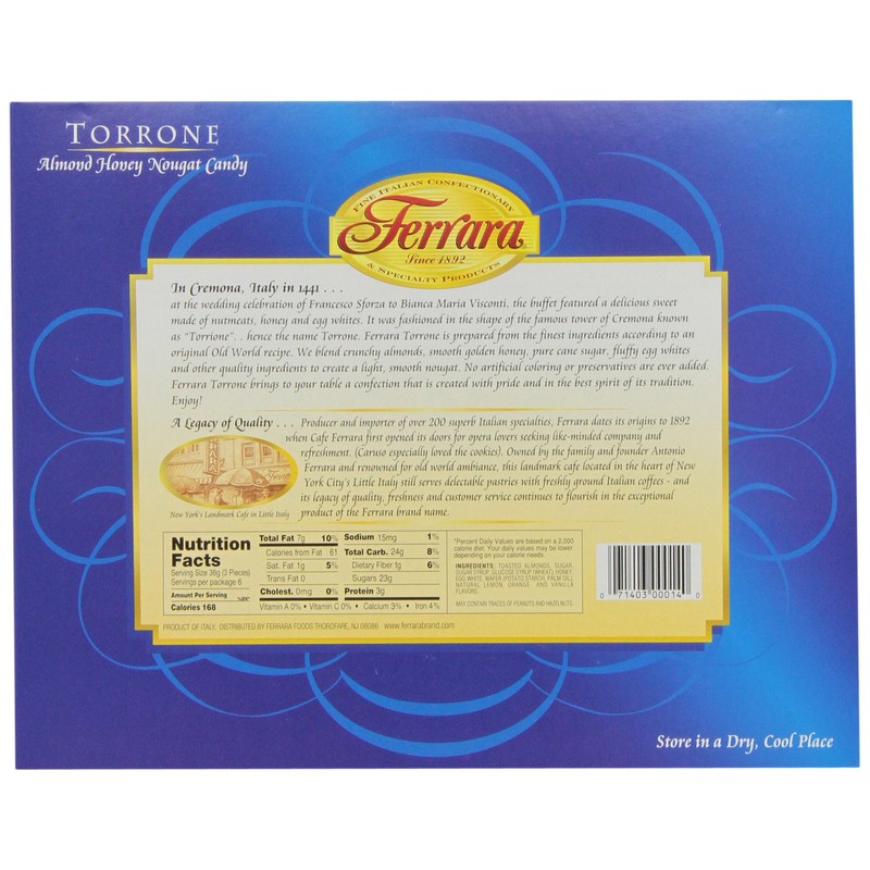 Ferrara Torrone, Almond Honey Nougat Candy, 7.62 Ounce (Pack of