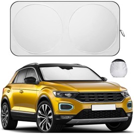 Car Windshield Sun Shade, Front Windshield Shade for Sun, Reflective Sunshade for Ultimate Protection, Overlapping Design, Fits Small Sedans, Mini SUVs, Hatchbacks- 59x31.5 inches