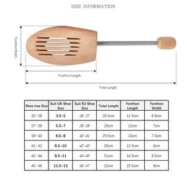 Shoe Tree Schima Superba Wood - Shoe Shaper, Shoe Widener Stretcher Preserves Natural Shape and Absorbs Moisture, Men and Women Shoe Trees. (EU 38-39/UK 5.5-7/ On item 37-38)