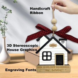 House Warming Gifts New Home Ornament Wood 2024, First Christmas in Our New Home Ornament 2024, 1st Christmas in New Home Gift Ideas for Women Men Couple, Christmas Tree Decoration 2024-24 New Home-1