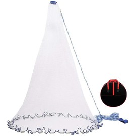 Lfemro Fishing Cast Net, SaltwaterThrow Cast Net with Heavy Duty Real Zinc Sinker Weights for Bait Trap Fish, 3/8 Inch Mesh Size, 5/6/8Ft Radius (5FT Radius)