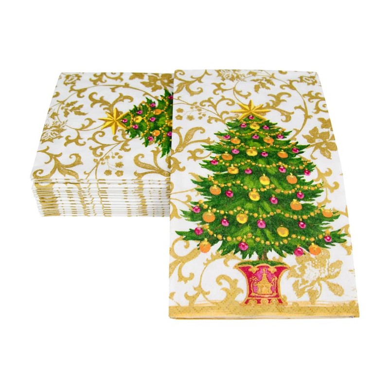 Caspari Gilded Tree Guest Towel Napkins - 15 Per Package