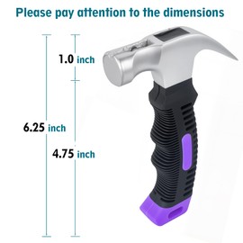 Small Claw Hammer - Mini Hammer for Women&Kids, Camping Hammer, Stubby Tack Hammer, Nail Hammer with Magnetic (Purple)