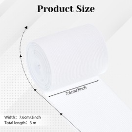 White Elastic Band for Sewing 3 Inch Wide Knit Bands 3 Yards Heavy Stretch Elastic Band Knitted Stretchy Straps Flat Sew on Bands for Sewing Crafts Waistband Bedspread Cuff DIY Projects
