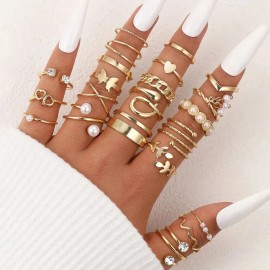 Zivor 22 Piezas Anillos Acero Inoxidable Ajustables Joyeria Mujer Regalo Para El Día De La Madre, Regalo Para Mamá Dorados,anillos Ajustables Para Uso
