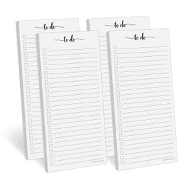 321Done To Do List Notepad 4-Pack, 3.7 x 8.5 (1/3 Sheet Slim Handheld Size) - Made in USA, Simple Stylish To-Dos Memo Pad for Planning, Tasks, Appointments, Reminders, Home, Office - College-Ruled