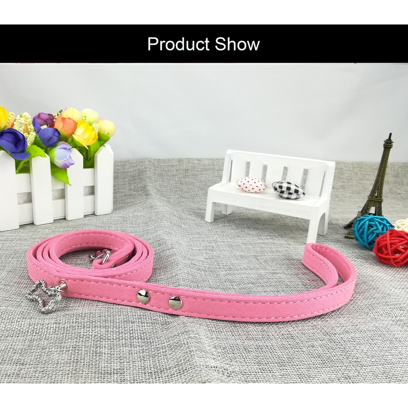 Newtensina Cute Diamante Puppy Collar and Leash Set Bling Microfiber