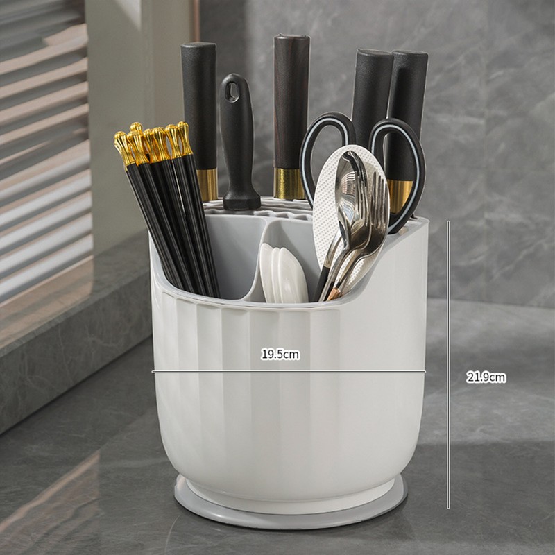 Rotating Utensil Holder Multiple Compartments Plastic Kitchen Counter Knife Chopstick