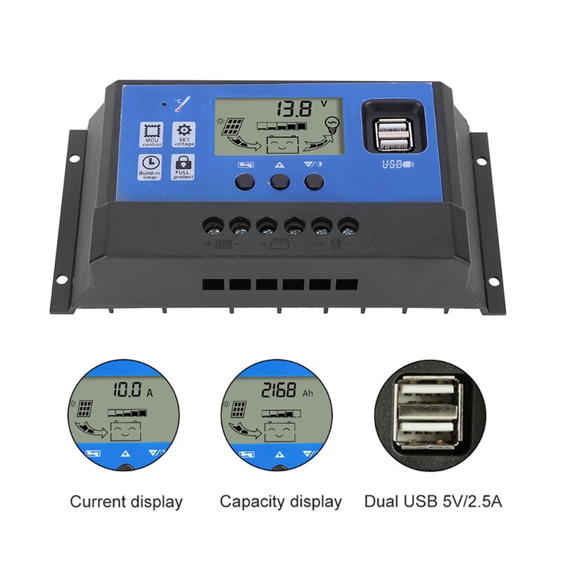 60A 12/24V LCD Display Street Lamp Intelligent Solar PWM Dual