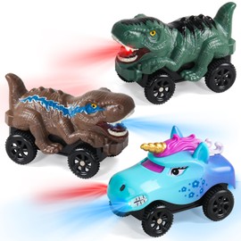 Fajiabao Dinosaur Car Toy - LED Cars Toy Dinosaurs Car Racing Track Toy Car Children's Toy from 3 Years Easter Gifts Children Girls Boys 3 4 5 Years