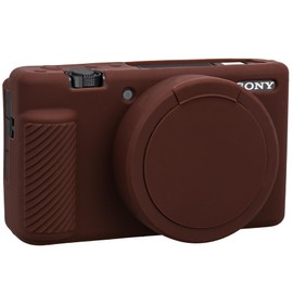 BOVKE Soft Camera Case for Sony ZV-1 Digital Camera, ZV1 Camera Silicone Case Cover Rubber Body Skin Protector Sleeve with Removable Lens Cover fits Sony ZV-1 Vlogging Camera, Brown