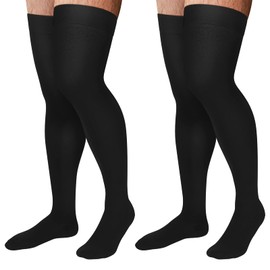 2 Pares de Calcetines de Compresión hasta El Muslo para Hombres y Mujeres Medias de Compresión Extra Firmes de 30-40 mmhg Calcetines Compresivas hasta El Muslo con Punta Cerrada para Edema