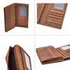 LUUFAN Men's Genuine Leather Long Wallet With Zipper Pocket Vintage