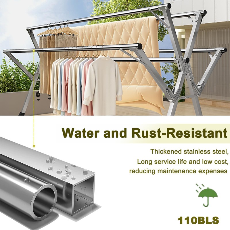 XIMSPHY 5 Rods Clothes Drying Rack, Folding Drying Rack Clothing,