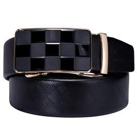 Dubulle Ratchet Dress Belt for Men Designer Mens Leather Belts Fashion Plaid Autoamtic Buckle Adjustable Sliding 1 3/8 Casual Formal