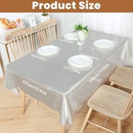 KATIMI PVC Clear Table Protector, 137 × 198cm Transparent Table Protector, Waterproof Oilproof Washable Plastic Table Cover for Indoor Outdoor Home Office Restaurant Garden Picnic