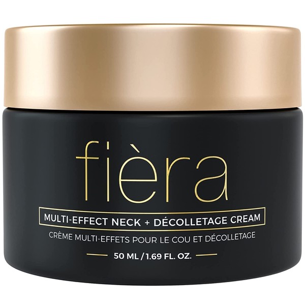 FIÈRA Neck Firming & Tightening Cream - Anti Aging Moisturizer for Neck - With Glycolic & Hyaluronic Acid, Squalane, Willow Bark Extract - 1.69 FL. OZ. / 50 ML