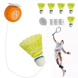 Zinueen Badminton Rebound Trainer, Training Aid Badminton Portable Badminton Training Device, Badminton Single Player Rebound Trainer for Badminton Courts, Garden, Parks, Living Room, Balcony