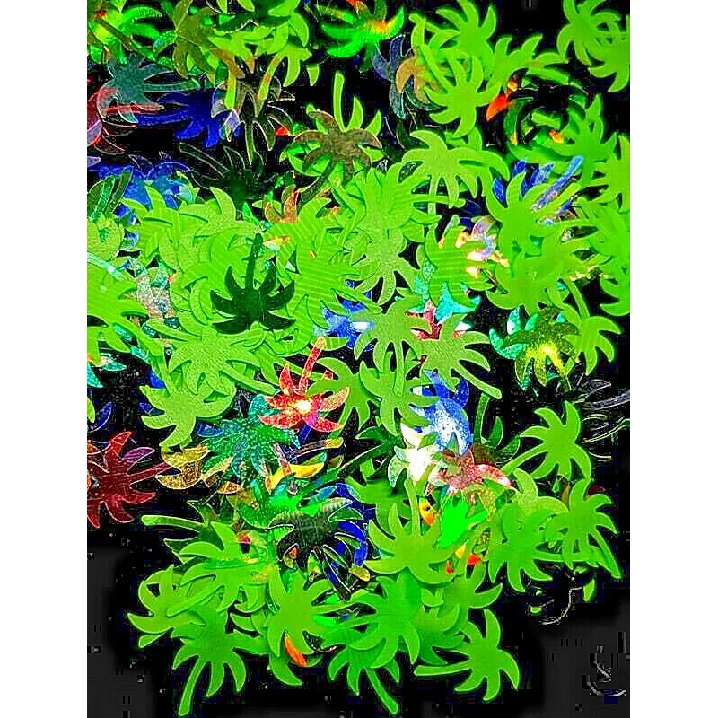 Unique Nail Creations PALM TREE SHAPE GLITTER Holo/Neon~Nail