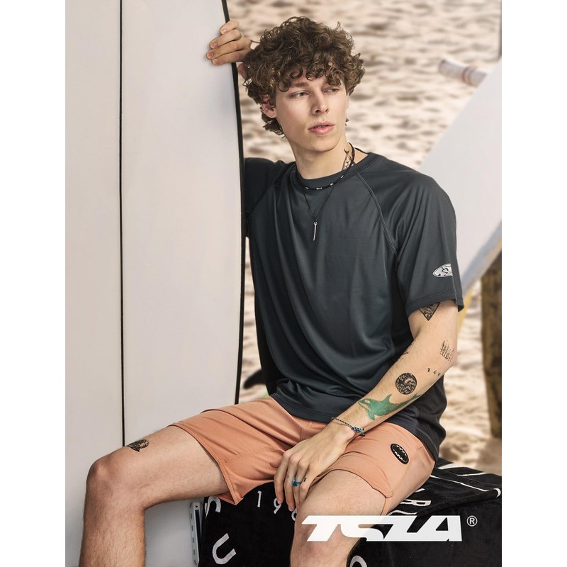 [テスラ] メンズ 水着 半袖 ラッシュガード スイムシャツ [UVカット UPF50+・吸汗速乾] スイムウェア スイミング