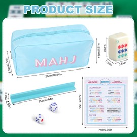 Mini American Mahjong Tile Set Include 160 0.8 Inch Mahjong Tiles 2 Dice 4 Wooden Rulers 1 Accessory Bag 4 Beginner Rule Cards(Cowboy)